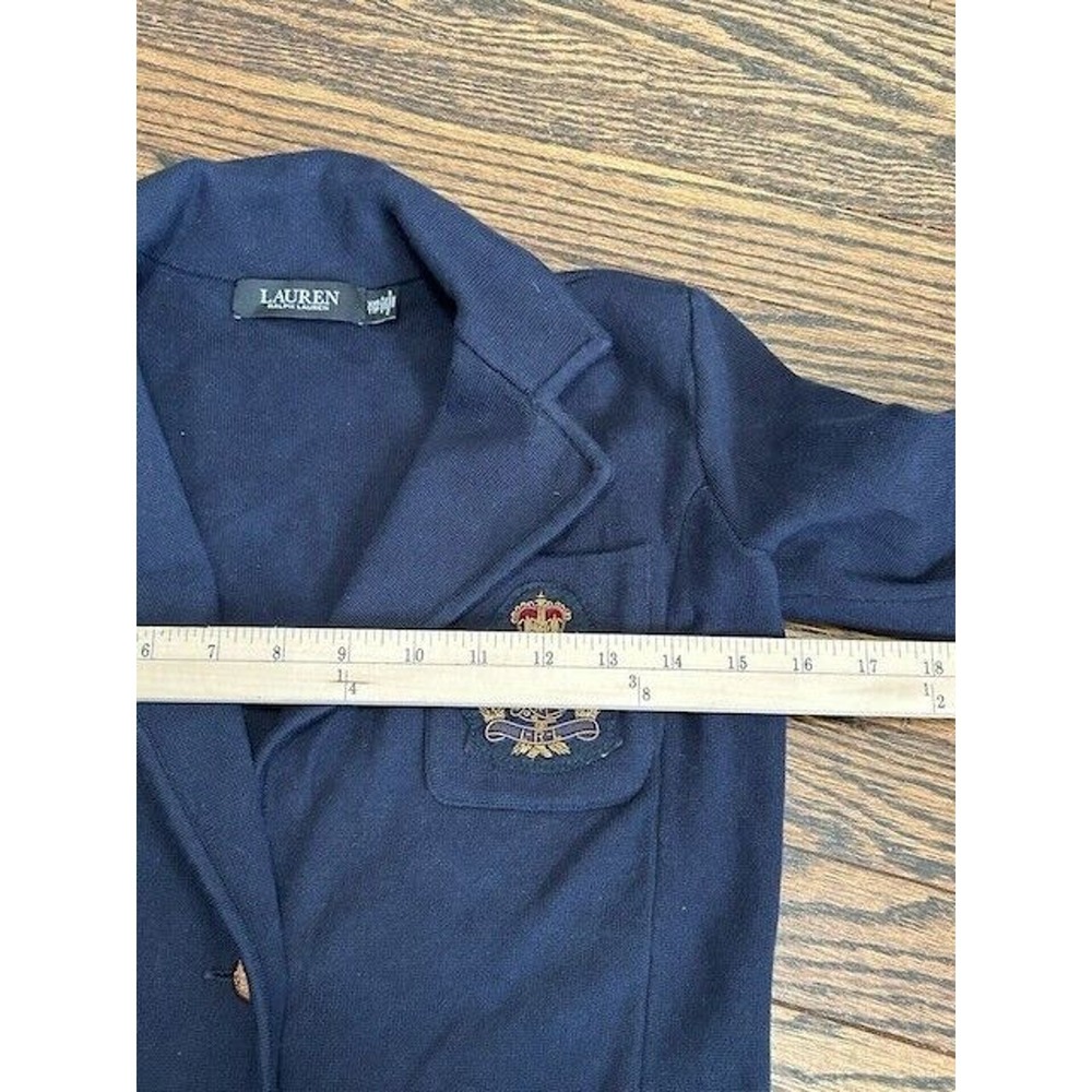 Lauren Ralph Lauren Blazer Jacket Embroidered Crest Academia Pockets Blue XXS - Picture 7 of 12